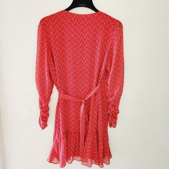 ALL SAINTS Flores hearts print wrap dress, ruched sleeve - Picture 7 of 9